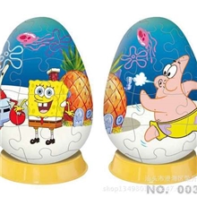 3D立体蛋形拼图（海绵宝宝）-益智玩具，ABS原料，厂家直销
