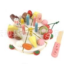 新款宝贝生日派对水果蛋糕切切看木制玩具