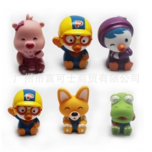 韩国正版pororo小企鹅三件套喷水搪胶玩具戏水洗澡玩具批发