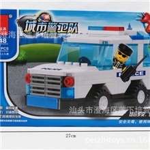 培智积木0348新品上市拼装益智儿童玩具警察系列警察指挥车
