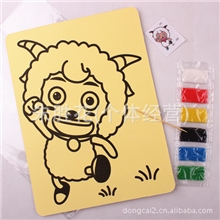 大号黄底(15.5*20.8)手工沙画砂画(配6色彩沙)儿童艺术玩具