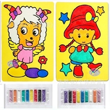 特大号黄底色儿童彩沙画砂画批发带砂子手工益智玩具