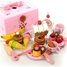 mothergarden水果盒木制仿真角色扮演过家家儿童厨具套装玩具