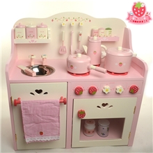 MotherGarden草莓超大豪华厨房套装木制过家家玩具