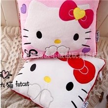 日本HKitty优质靠垫/抱枕大红凯蒂猫毛绒方形靠枕