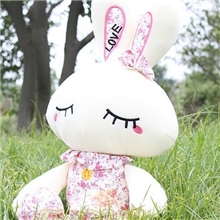 超可爱Love兔兔子公仔碎花兔毛绒玩具娃娃批发价销售
