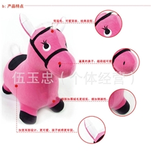 毛绒马批发毛绒布跳跳马充气马儿童玩具布马跳跳马加厚环保