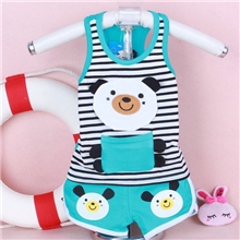 童装免费代理代发货数据包儿童背心套装两件套小熊图案全棉