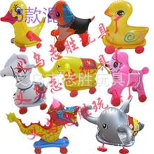 带轮充气玩具儿童手牵绳子玩具充气动物拉车新奇特拉线玩具