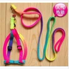七彩胸背绳宠物狗胸背带牵引带狗链牵引绳可爱七彩彩虹狗绳