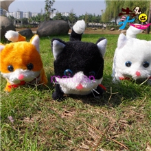 厂家直销电动猫电动毛绒玩具电动猫咪会叫眼睛会亮尾巴会动