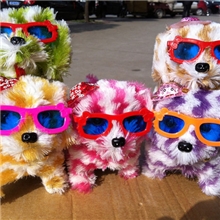 dtg8条纹戴帽戴眼镜倒退狗毛绒倒退狗电动倒退狗毛毛倒退狗