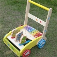 批发供应木制婴儿学步车手推车八音琴升降学步车