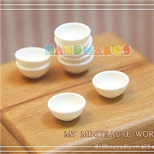 早教3D立體模型DIY愛好食玩袖珍迷你小物-白色圆形饭碗