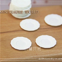 早教3D立體模型DIY愛好食玩袖珍迷你小物-小号白色圆形碟子
