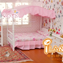 1：12模型屋DOLLHOUSEMINIATURE迷你家具粉色公主卧室3件套