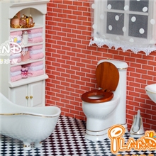 1:12娃娃屋DOLLHOUSEMINIATURE迷你家具5头纯白金缕陶瓷浴室