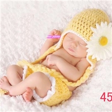 宝宝满月百天照像衣服套装45摄影服装新生儿手工编织毛线衣