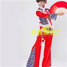 秧歌服舞蹈演出服装/广场扭秧歌服/民族红绿开门红扇子舞秧歌服女