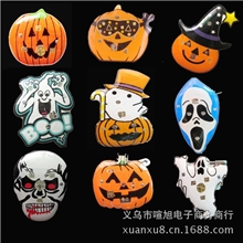 万圣节闪光胸针地摊热卖胸章炫彩徽章荧光万圣节胸针鬼节胸针