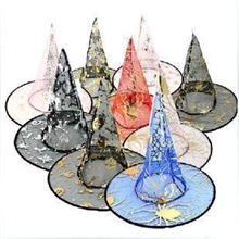 万圣节用品鬼怪帽子巫师帽魔法帽纱帽巫婆帽