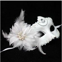 儿童节化妆舞会威尼斯半脸面具侧花羽毛白雪公主面具厂家直销