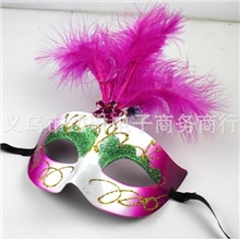 生产厂家舞会面具三根绒毛小美女