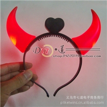圣诞装饰必备发光牛角灯夜光牛角发箍红光牛角头箍玩具批发G16