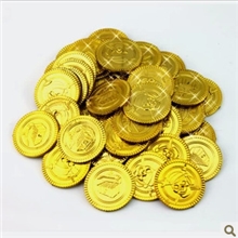 派对促销装饰品电镀金币海盗金币玩具钱币游戏币筹码100枚