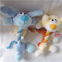 最新宠物毛绒发声玩具出口外贸尾单HARTZ棉绳啃咬宠物玩具