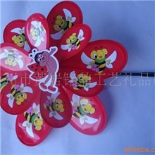 供应双层印蜜蜂风车新品上市红底蜜蜂风车