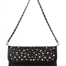 FOREVER21牛货2013新品铆钉朋克PU单肩手拿女包链条手拎包