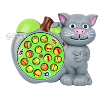 儿童电动小猫钓鱼玩具旋转音乐汤姆猫钓鱼亲子互动游戏益智玩具