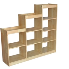 幼儿园室内装饰储物架阶梯式幼儿玩具柜儿童原木书架木头玩具柜