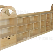 幼儿园室内装饰玩具柜木制图书柜儿童玩具木柜收纳组合书架12