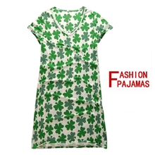 批发女士春夏季外贸原单纯棉短袖睡衣睡裙加肥加大码家居服