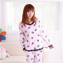 厂家睡衣批发春夏睡衣女纯棉可爱长袖吊带性感三件套睡衣家居服