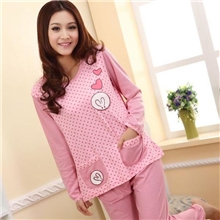 春秋季淘宝爆款热卖可爱卡通睡衣点点兔纯针织棉长袖女式家居服