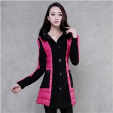 2013秋冬新款韩版女装羽绒棉衣外套加厚拼接中长款羽绒棉服
