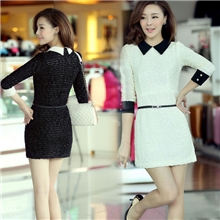 【伙拼】专柜正品新款女装七分袖翻领连衣裙