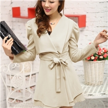 【伙拼】秋季新款韩版时尚纯色长袖收腰显瘦女士风衣外套批发