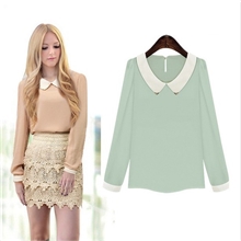 2013夏秋新款欧美女装百搭气质修身上衣长袖衬衫雪纺衫9098