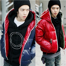 韩国冬季男士棉衣外套新品三色连帽棉衣收口纯色男式棉服批发厂家