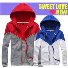 厂家特批情侣卫衣撞色拼接男士卫衣甜蜜情侣装连帽卫衣外套