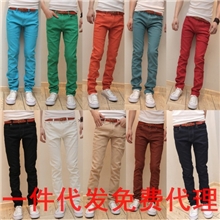 男装一件代发货潮流韩版修身全棉水洗彩色弹力纯色男式牛仔裤BQ24