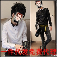 男装一件代发货韩版修身潮流纯色男式长袖衬衫时尚休闲衬衣BP2