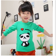 新款小熊猫女童长袖T恤2013秋款童装厂家批发儿童长袖T恤批发