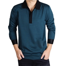 厂家直销品牌秋冬新款男士棉质长袖T恤条纹T恤男7701长袖