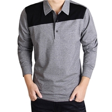 厂家直销品牌9937热销秋冬新款棉质长袖男士T恤翻领中老年T恤男