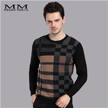 【美铭】男装羊毛衫批发秋冬新款男士毛衣针织衫加厚圆领格子